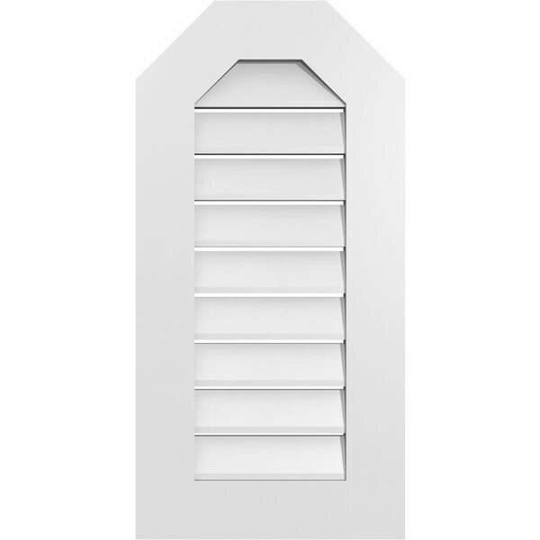 Ekena Millwork Octagonal Top Surface Mount PVC Gable Vent: Functional, w/ 3-1/2"W x 1"P Standard Frame, 16"W x 32"H GVPOT16X3201SF - main
